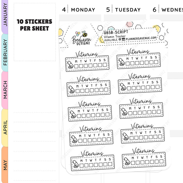 Vitamin Tracker Planner Stickers