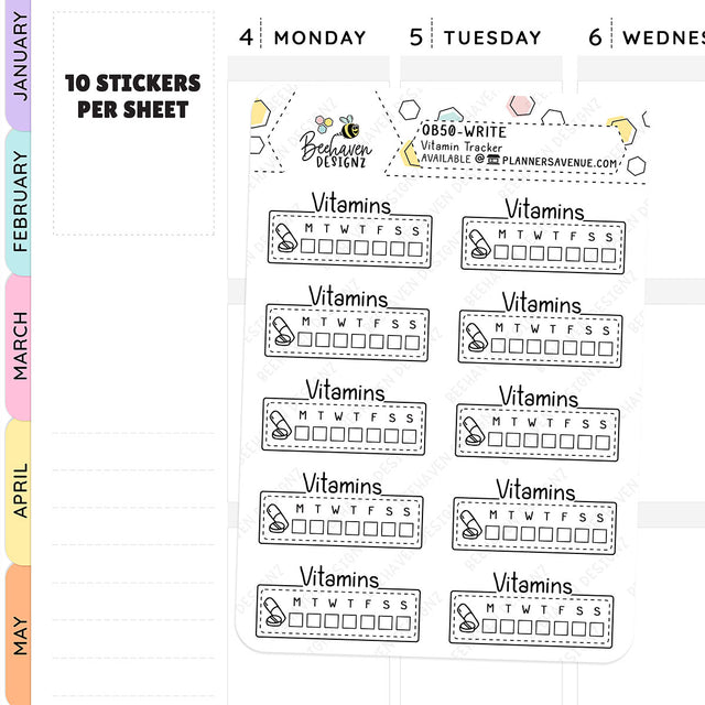 Vitamin Tracker Planner Stickers