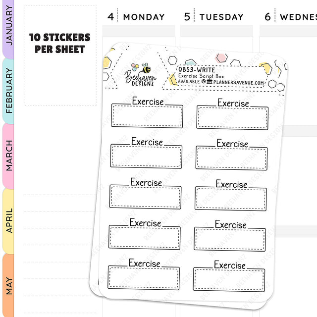 Exercise Script Box Planner Stickers