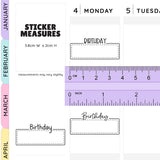 Birthday Script Box Planner Stickers