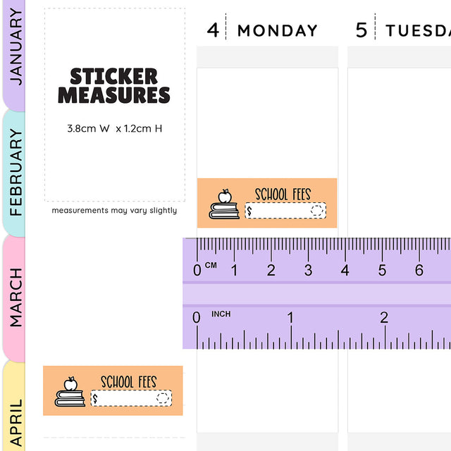 School Fees Bill Due Quarter Box Stickers