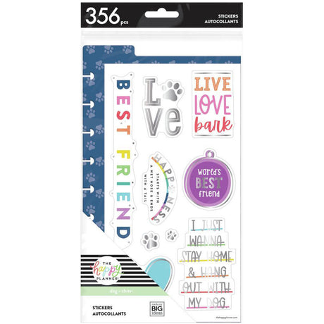 SDBCH14-008-Happy Planner-Classic-Live Love Bark Dashboarded Stickers