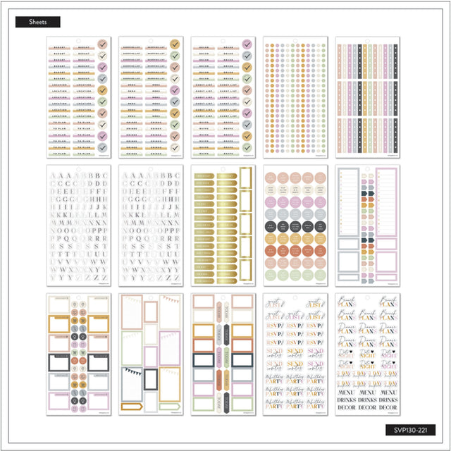 Happy Planner Lets Party Sticker Book sheets