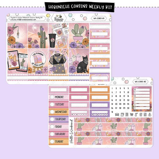 Crystal Cactus Hobonichi Cousin Weekly Sticker Kit