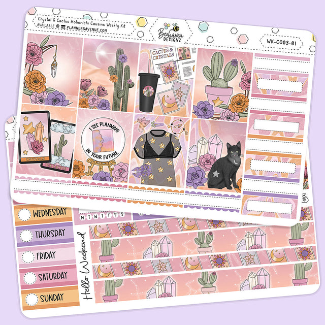 Crystal Cactus Hobonichi Cousins Weekly Sticker Kit