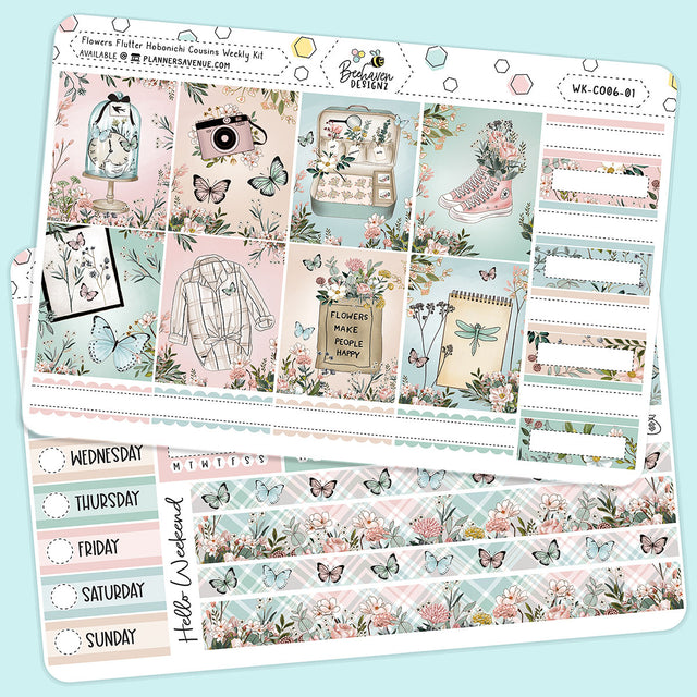 Flowers Flutter Hobonichi Cousins Weekly Sticker Kit