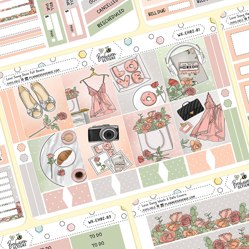 Love Song Horizontal Weekly Sticker Kit