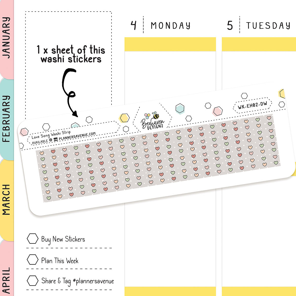 Love Song Planner Washi Stickers