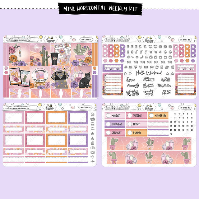 Crystal Cactus Horizontal Weekly Sticker Kit