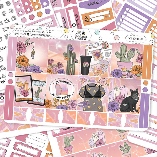 Crystal Cactus Horizontal Weekly Sticker Kit