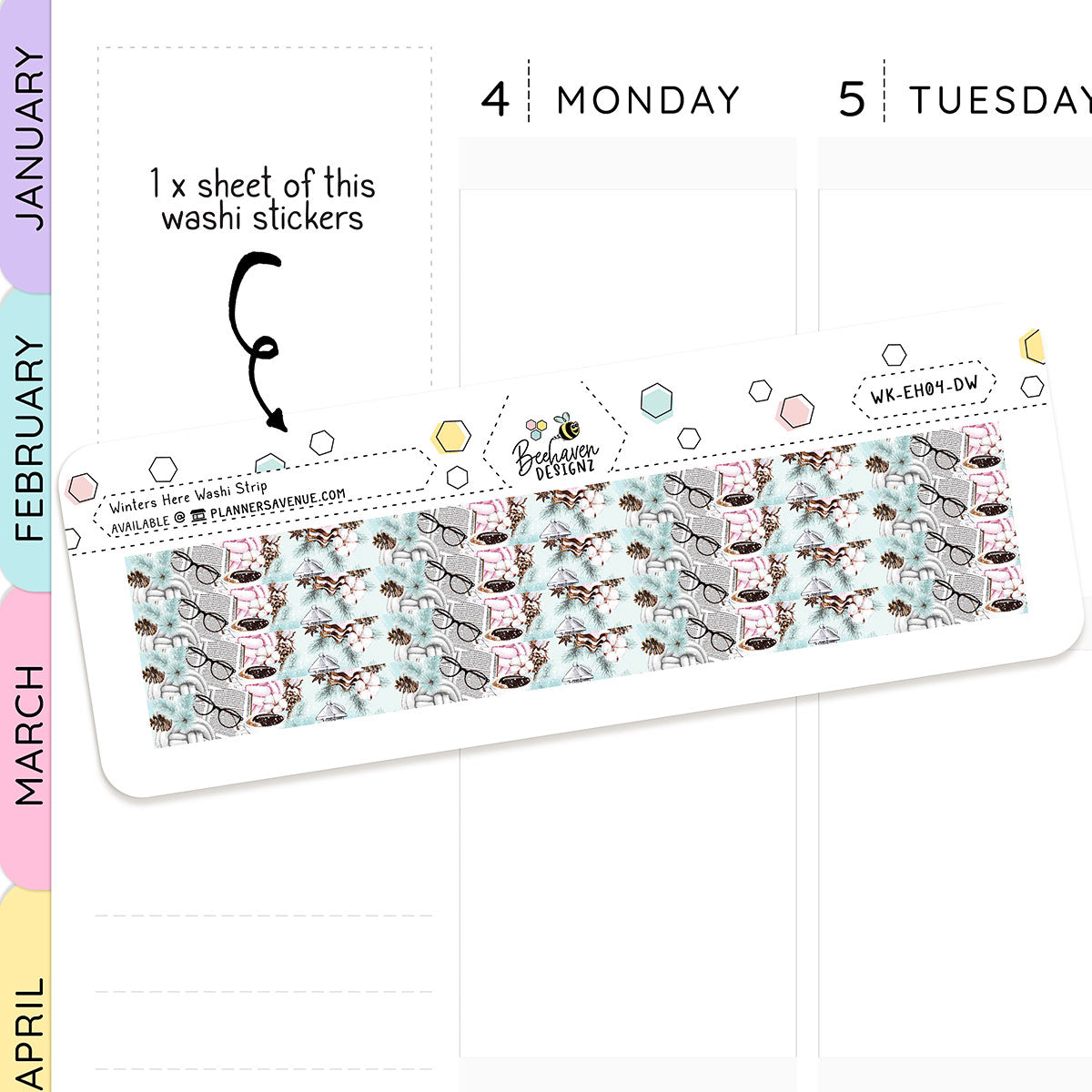 Winters Here Planner Washi Stickers