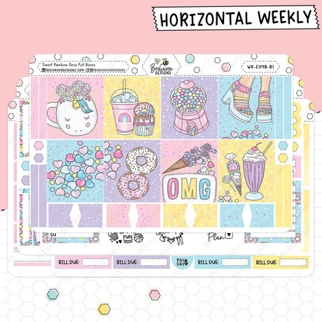 Sweet Rainbow Horizontal Weekly Sticker Kit