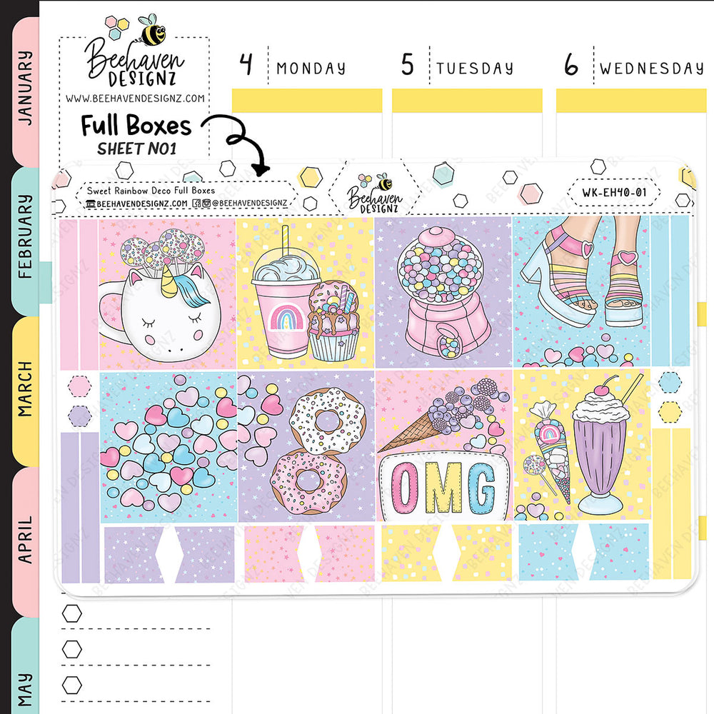Sweet Rainbow Horizontal Weekly Sticker Kit