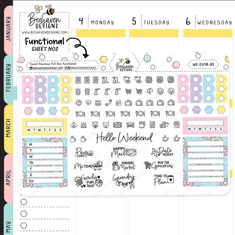 Sweet Rainbow Horizontal Weekly Sticker Kit