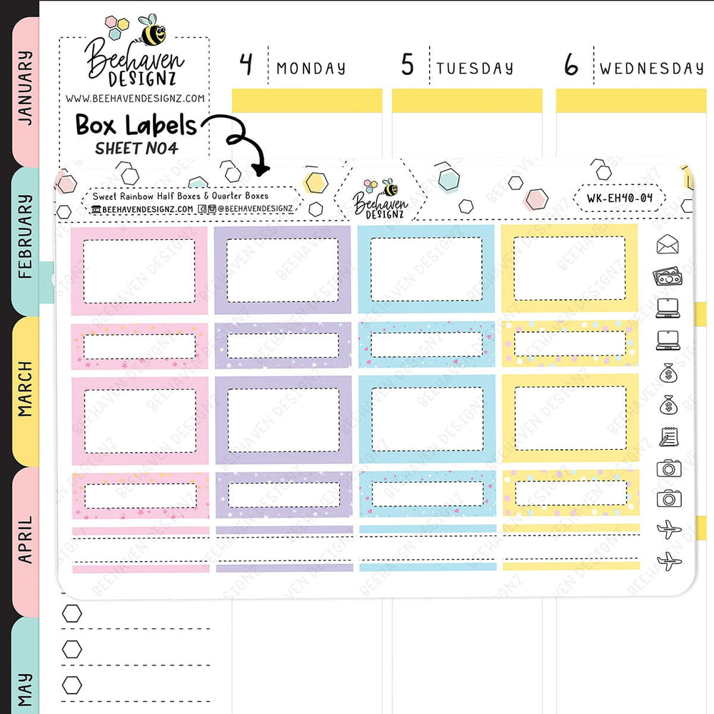 Sweet Rainbow Horizontal Weekly Sticker Kit