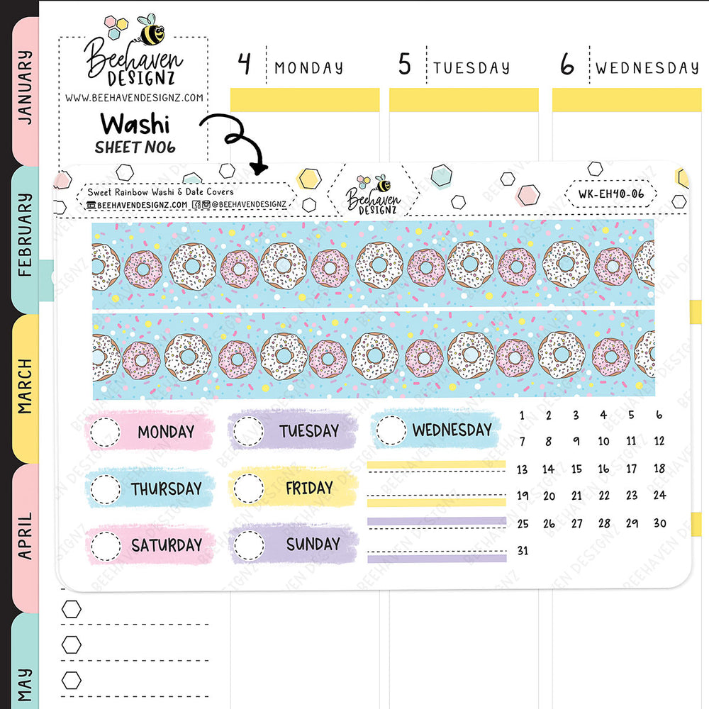 Sweet Rainbow Horizontal Weekly Sticker Kit