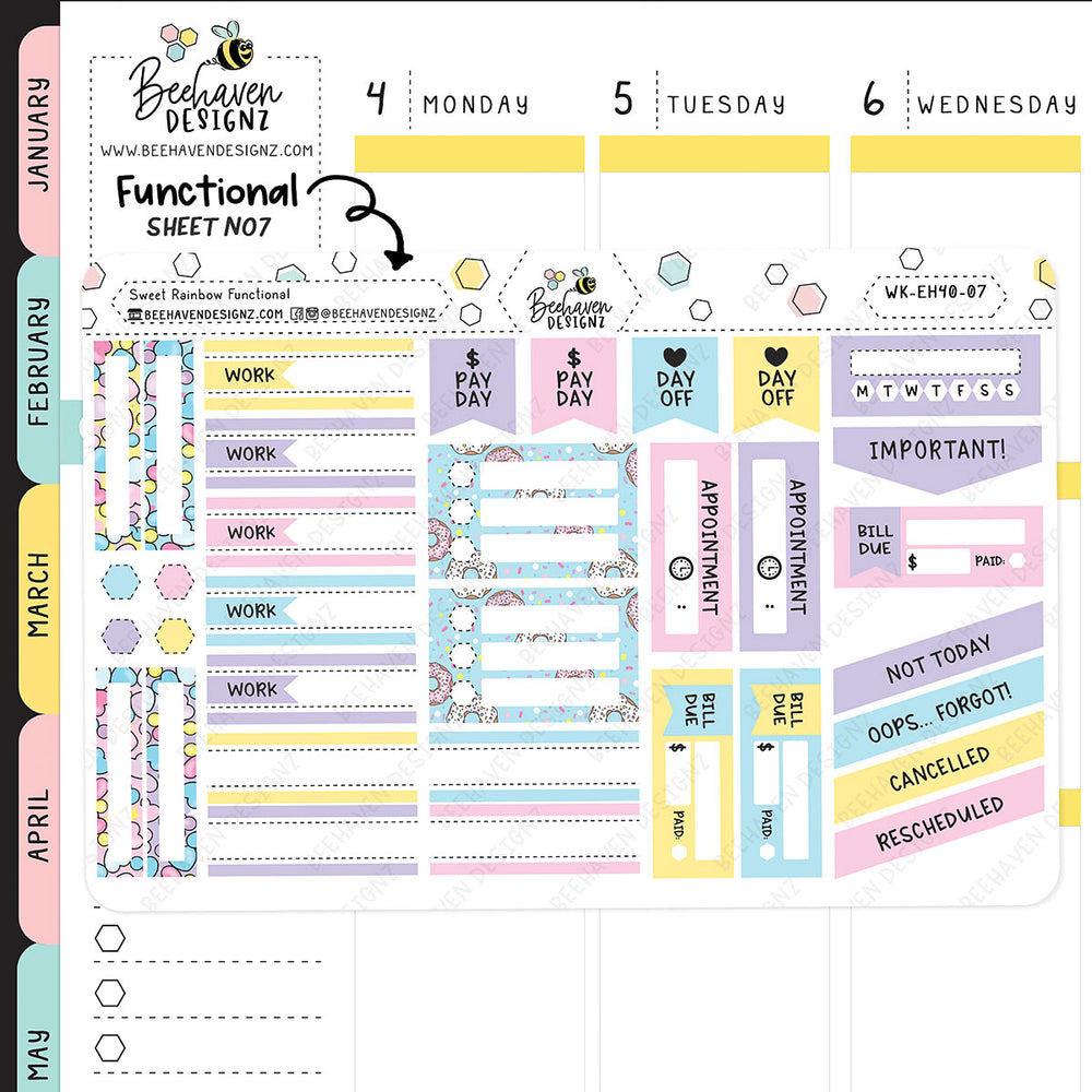 Sweet Rainbow Horizontal Weekly Sticker Kit