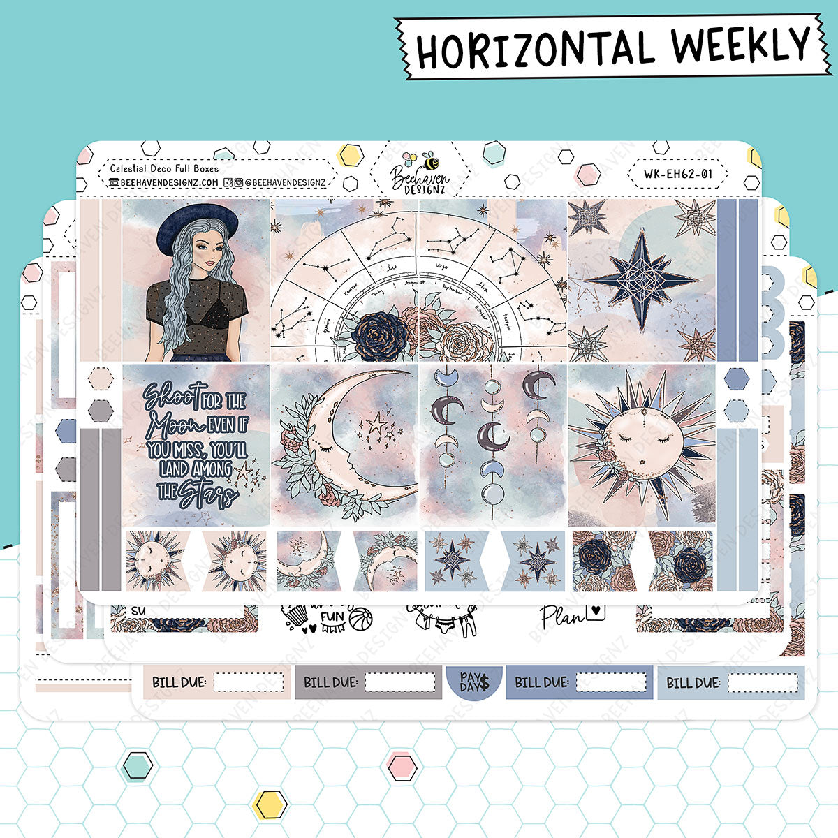 Celestial Horizontal Weekly Sticker Kit