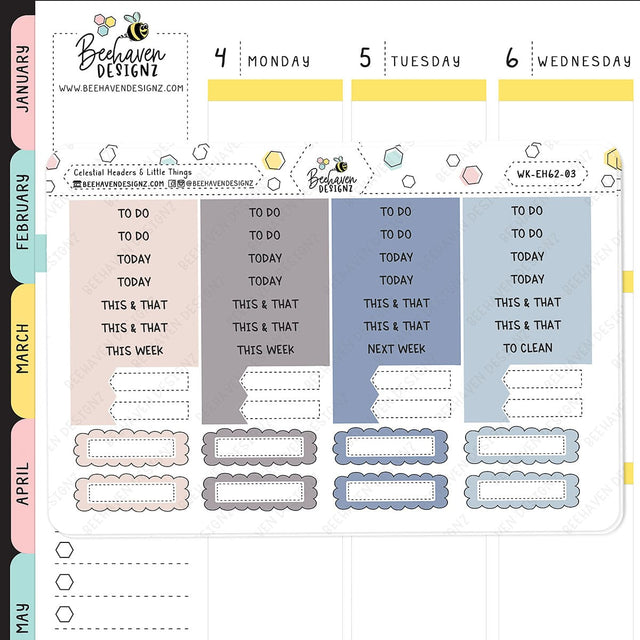 Celestial Horizontal Weekly Sticker Kit