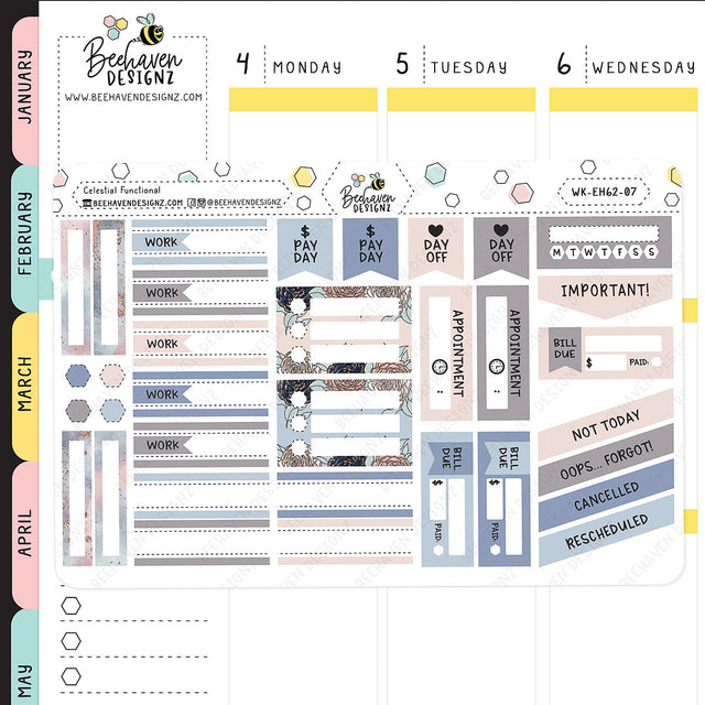 Celestial Horizontal Weekly Sticker Kit