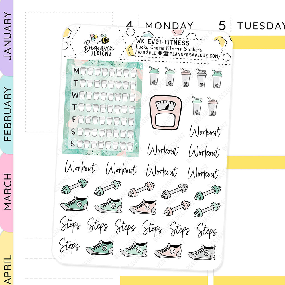 Lucky Charm Fitness Planner Stickers