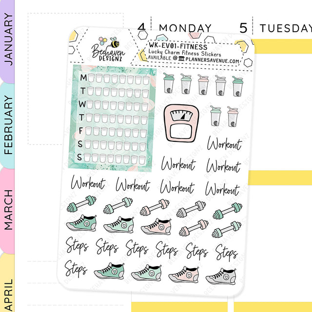 Lucky Charm Fitness Planner Stickers