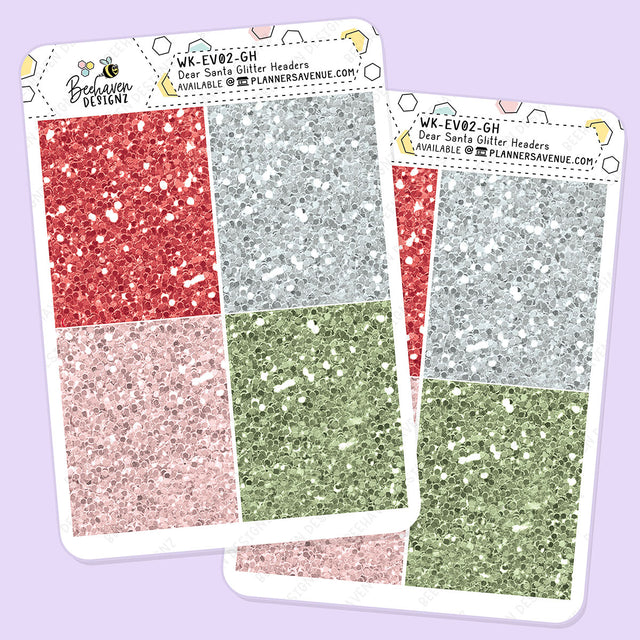 Dear Santa Glitter Header Planner Stickers