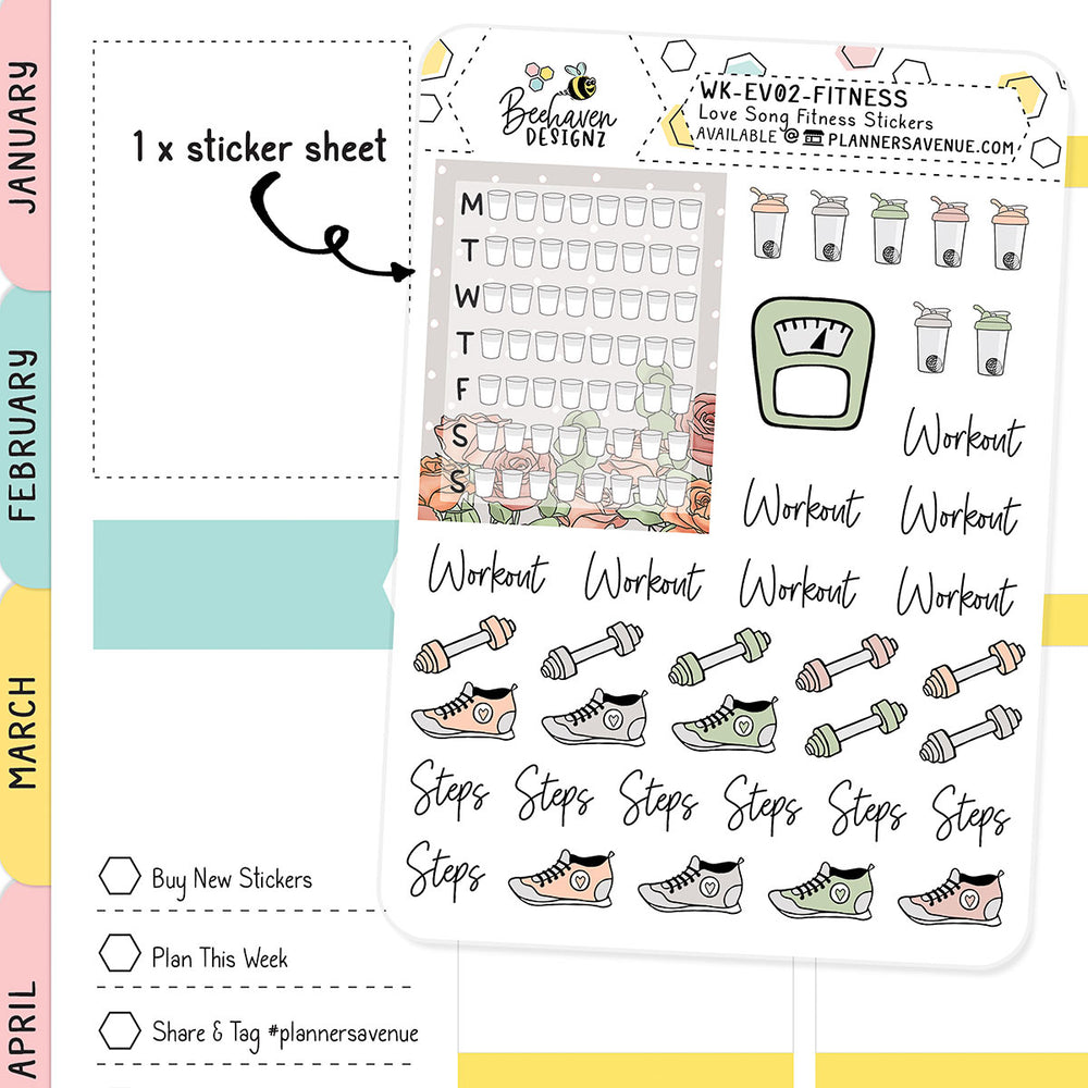 Love Song Fitness Planner Stickers