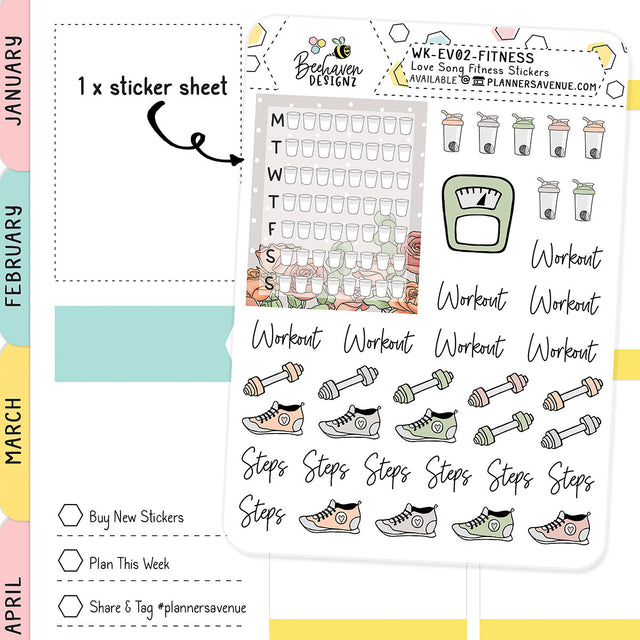 Love Song Fitness Planner Stickers