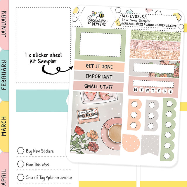 Love Song Planner Sticker Sampler