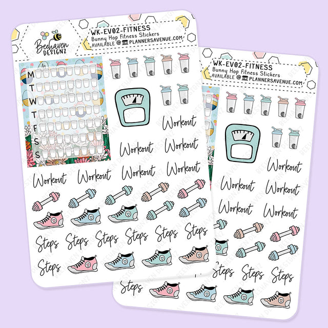 Bunny Hop Fitness Planner Stickers