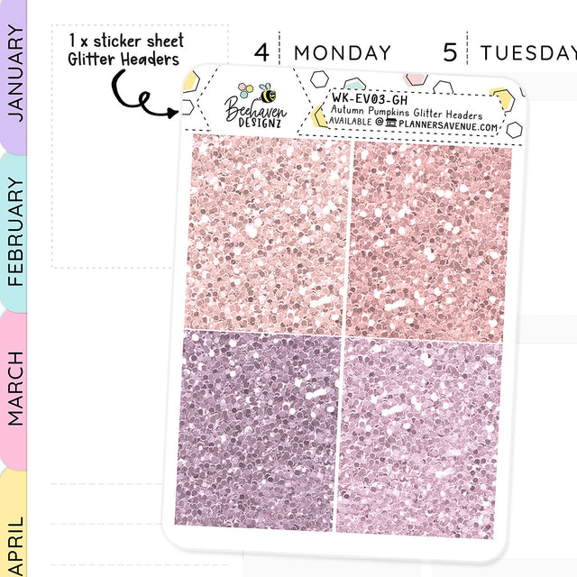 Autumn Pumpkin Glitter Like Planner Stickers