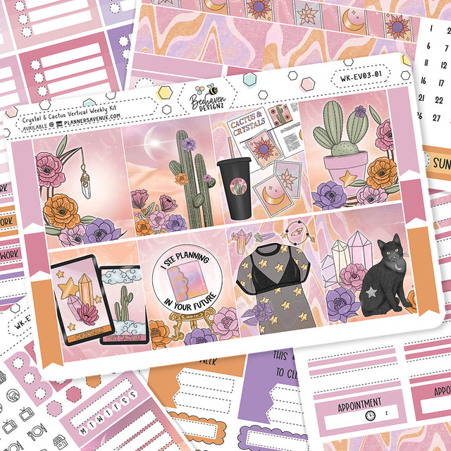 Crystal Cactus Vertical Weekly Sticker Kit