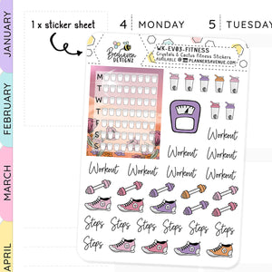 Crystal Cactus Fitness Planner Stickers