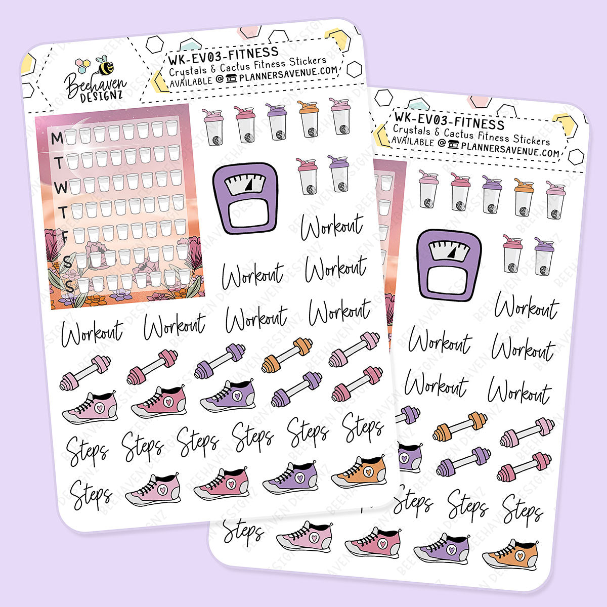 Crystal Cactus Fitness Planner Stickers
