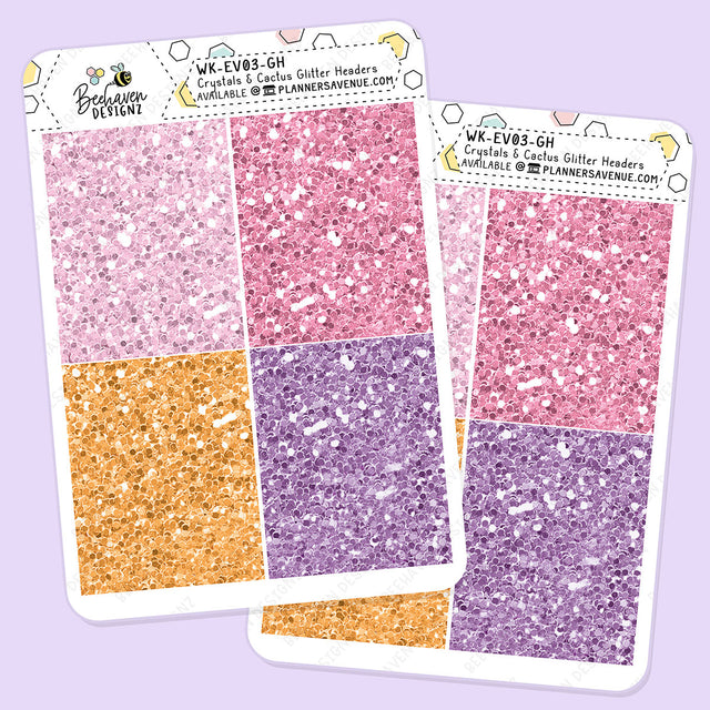 Crystal Cactus Glitter Header Stickers