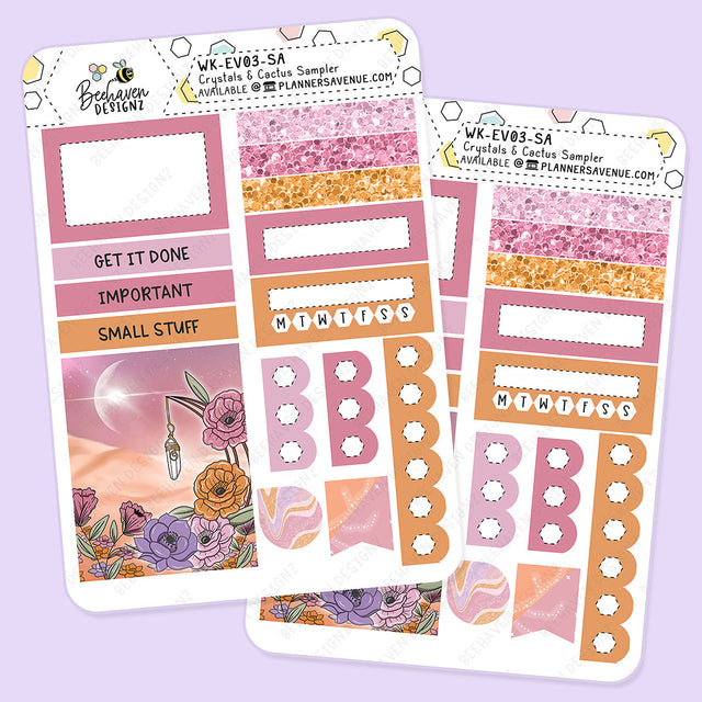 Crystal Cactus Planner Sticker Sampler