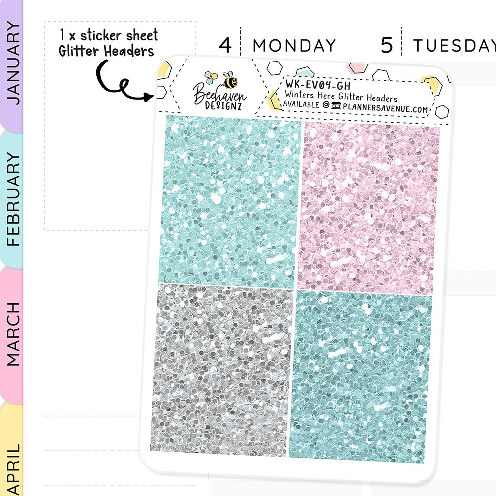 Winters Here Glitter Header Stickers