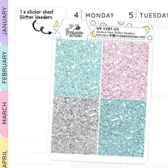 Winters Here Glitter Header Stickers