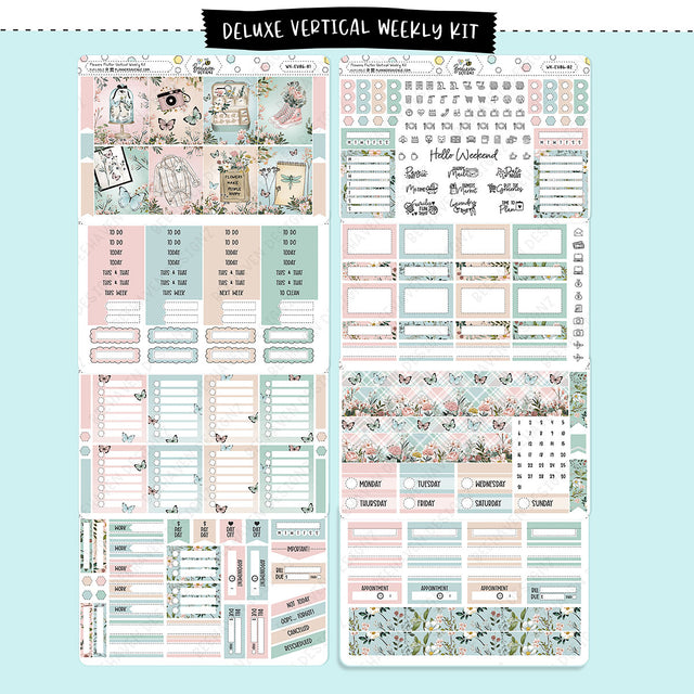 Flowers Flutter Vertical Weekly Sticker Kit