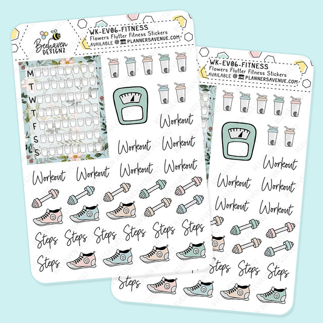 Flowers Flutter Fitness Planner Stickers