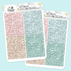 Flowers Flutter Glitter Header Stickers