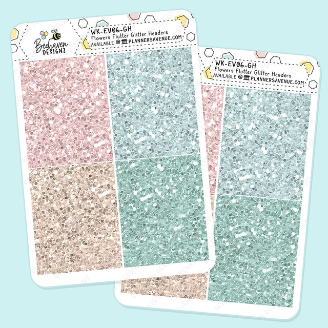 Flowers Flutter Glitter Header Stickers