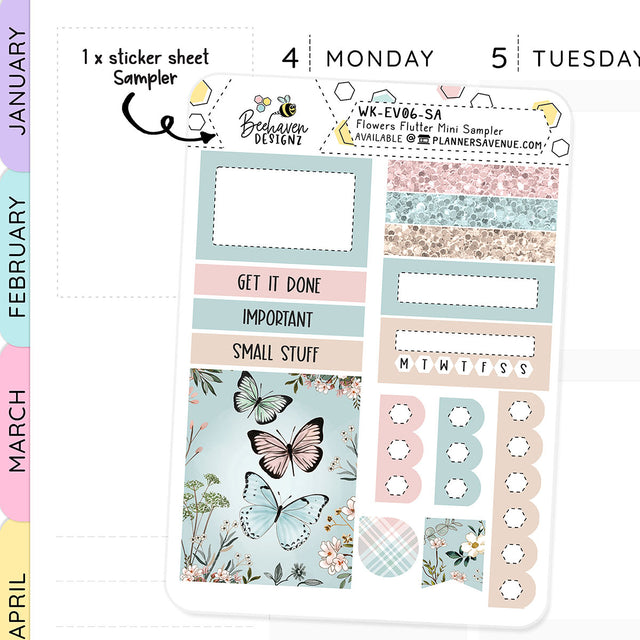 Flowers Flutter Planner Sticker Sampler