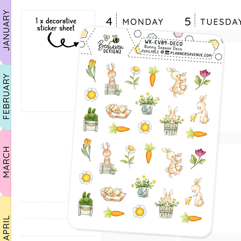 Bunny Season Decorative Planner Stickers