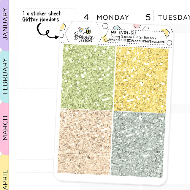 Bunny Season Glitter Header Stickers