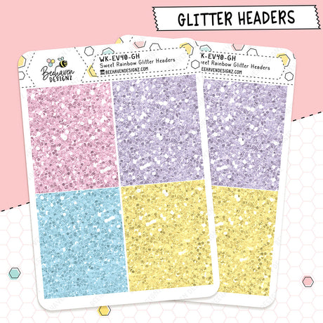 Sweet Rainbow Glitter Header Stickers