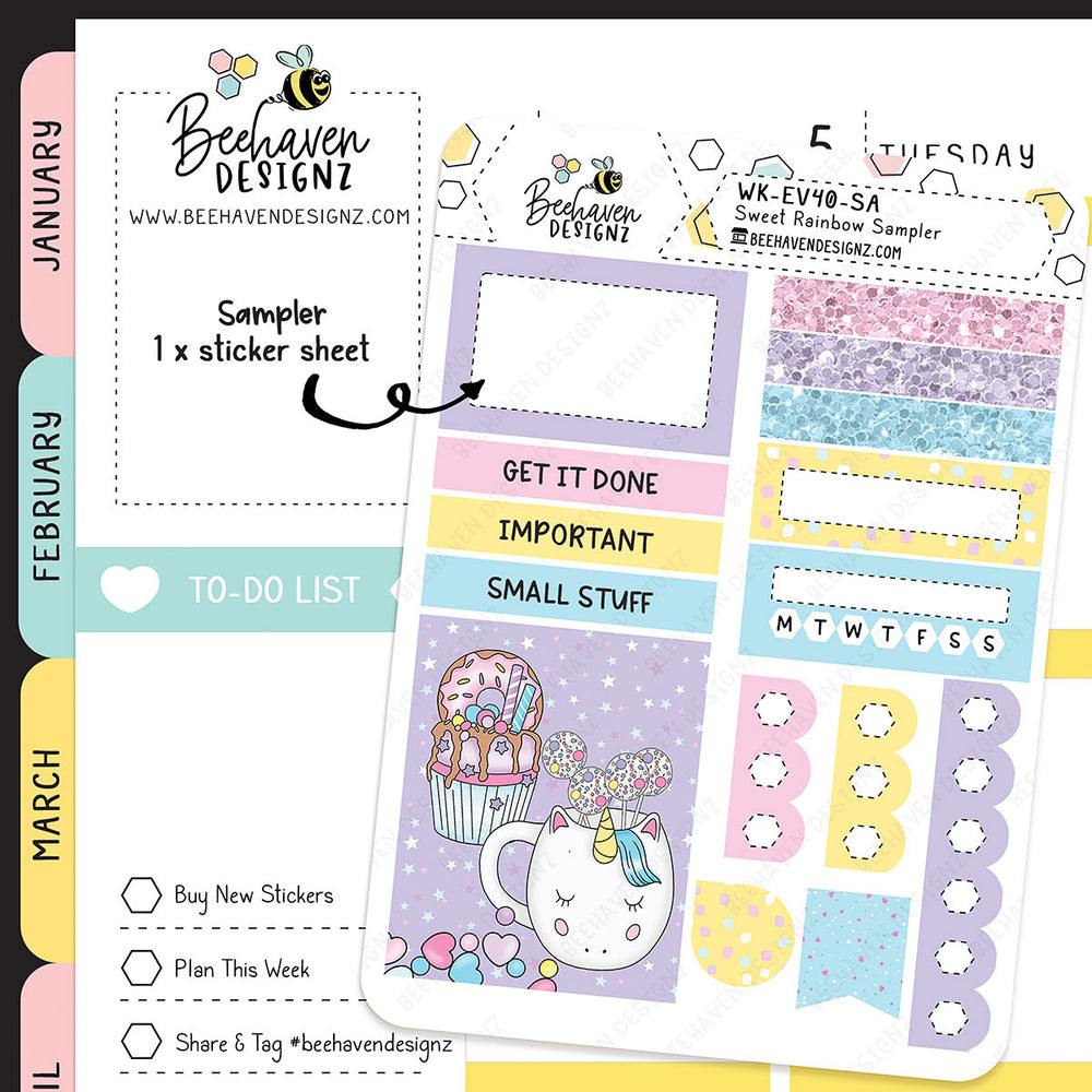 Sweet Rainbow Planner Sticker Sampler