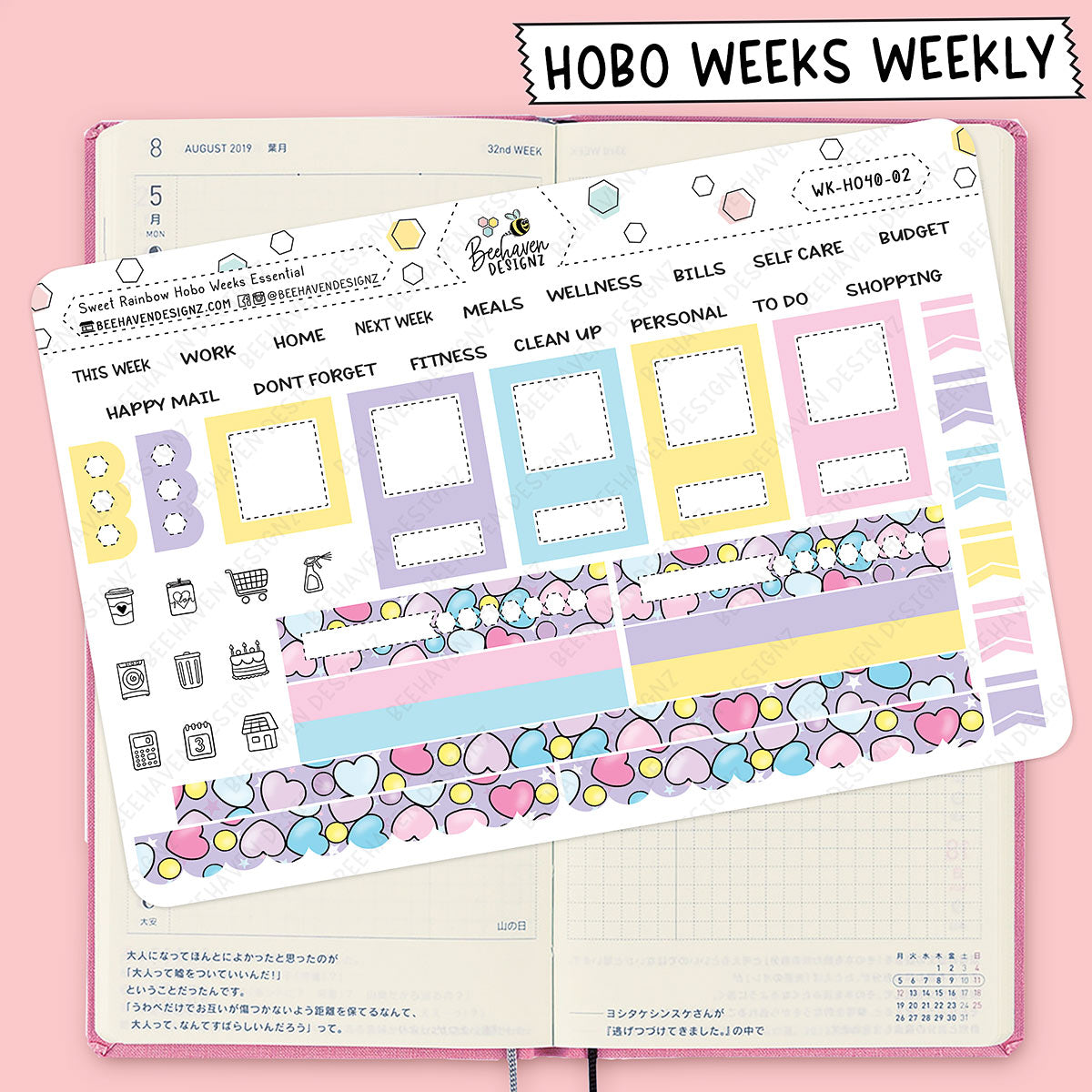 Sweet Rainbow Hobonichi Weeks Sticker Kit