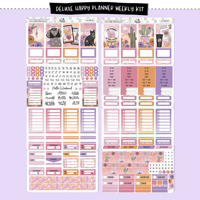 Crystal Cactus Happy Planner Weekly Sticker Kit